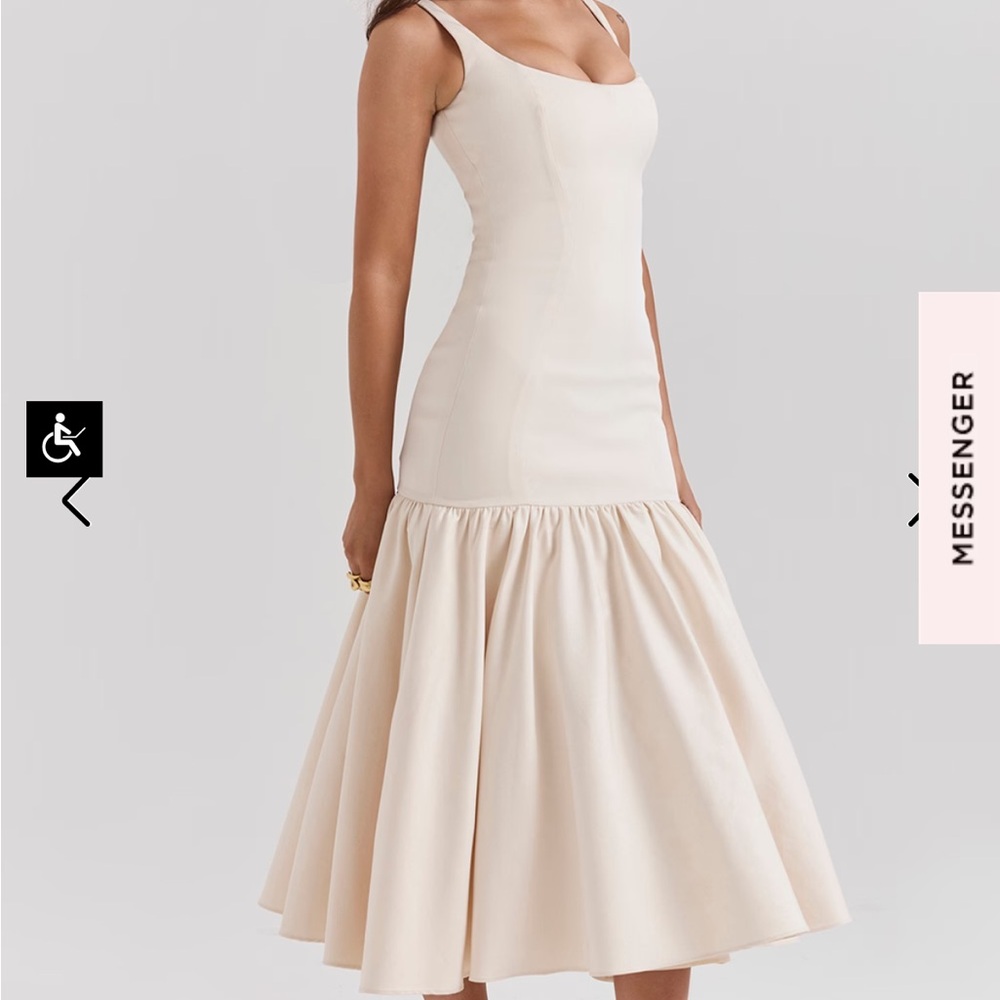 House of CB Amore Vintage Cream Dropped Waist Midi Dress